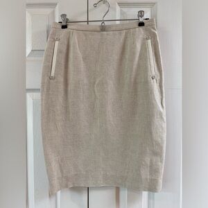 Red Valentino Linen Pencil Side Zip Skirt With Front Pockets Size 4